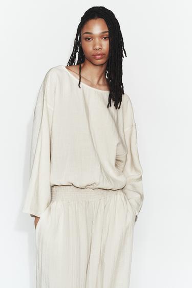 Zara PLAID CAPE SHIRT - Beige
