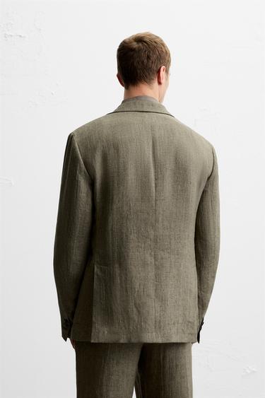 BLAZER COSTUME 100 % LIN - Kaki foncé de Zara - Image 2