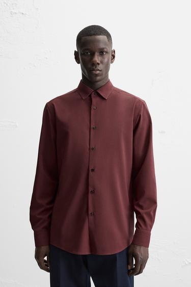 STRETCH SHIRT - Burgundy by Zara