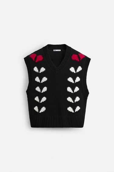 LIMITED EDITION HEART JACQUARD WAISTCOAT - Black by Zara - Image 5
