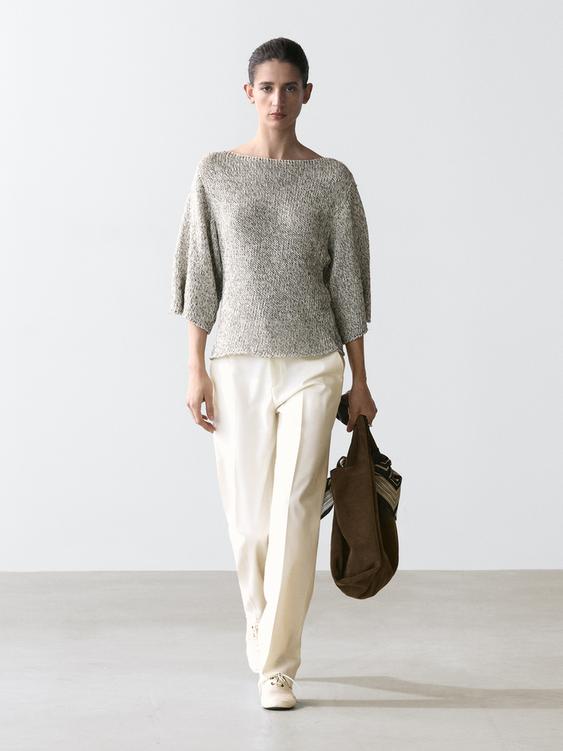 Knit cotton cape sweater