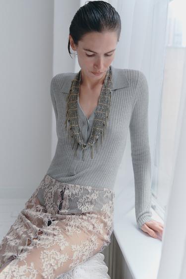 BEAD AND CHAIN BELT — Silver 2