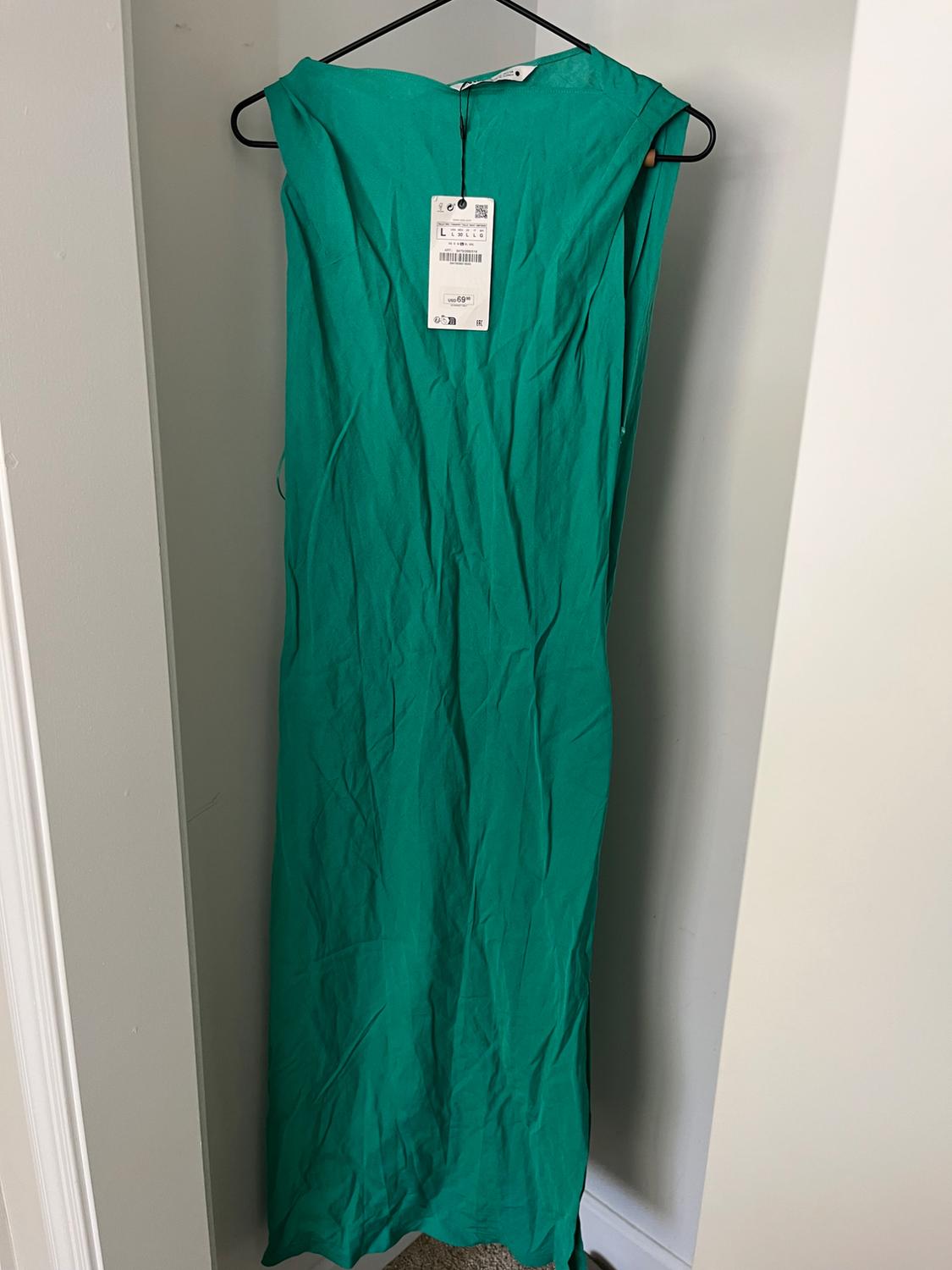 LINEN BLEND RUCHED DRESS - Image 2