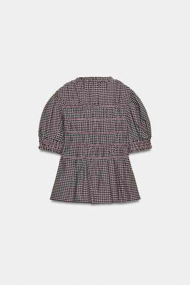 CHEMISE À CARREAUX NID D'ABEILLE - Marron / Écru de Zara - Image 6