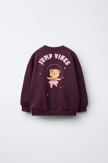 PRINTED SWEATSHIRT - Dark aubergine by Zara