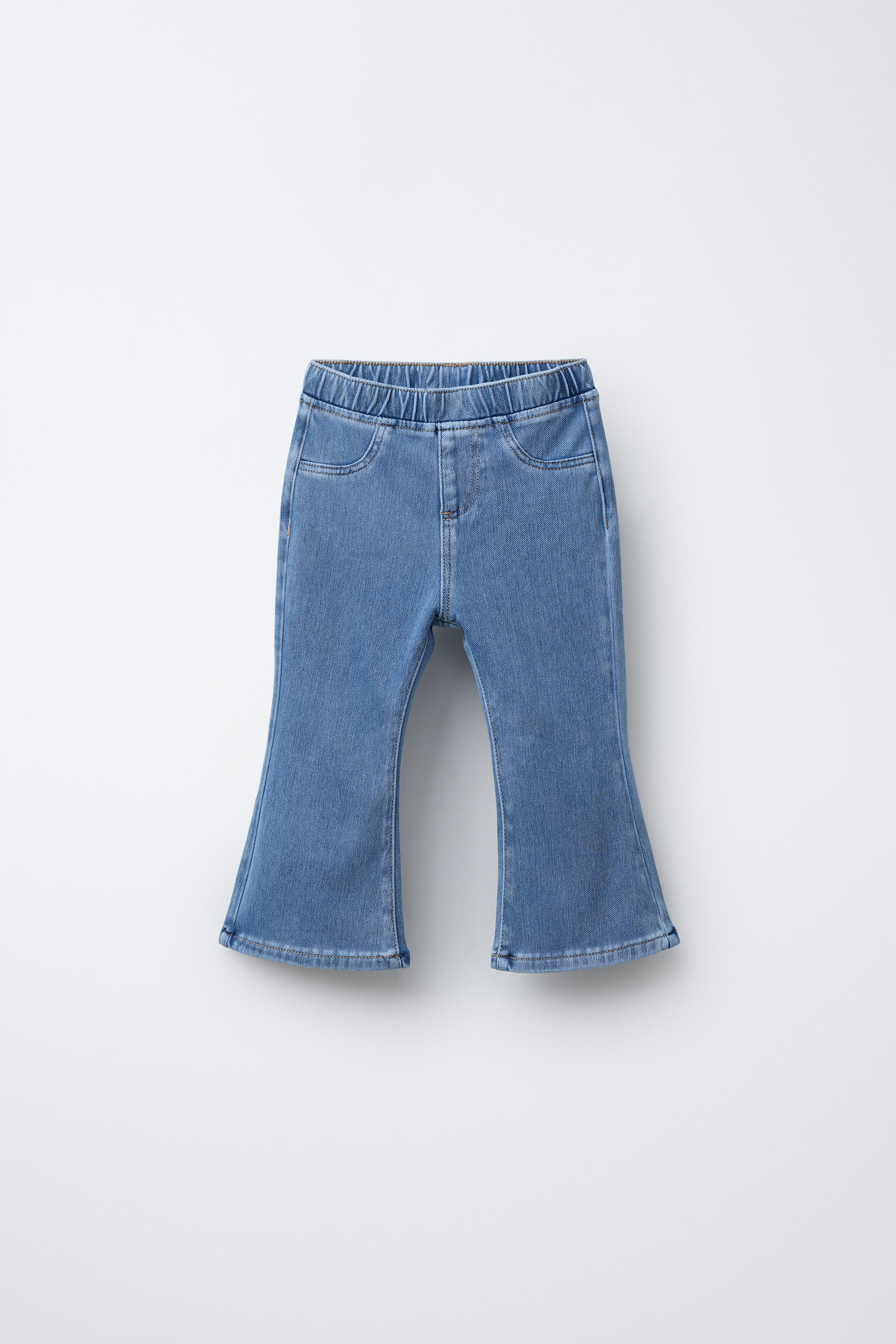 FLARE DENIM LEGGINGS — Mid-blue