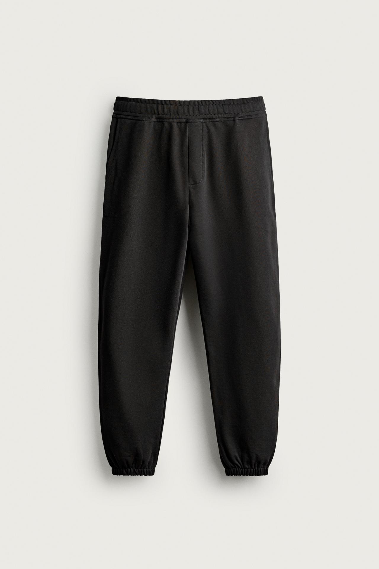 BASIC REGULAR FIT JOGGER PANTS — Black