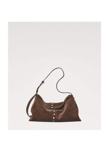 Bolso bucket piel serraje - Visón de Zara