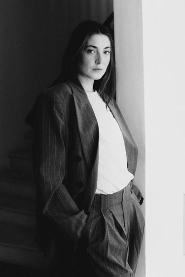 BLAZER OVERSIZE RAYURES BANQUIER - Gris / Bleu de Zara - Image 1