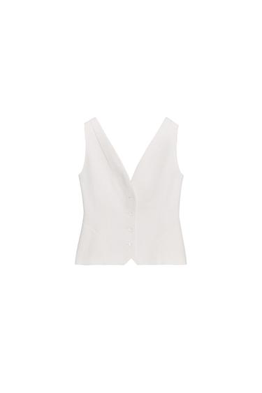 COLETE DECOTE V COM LINHO ZW COLLECTION - Cru da Zara