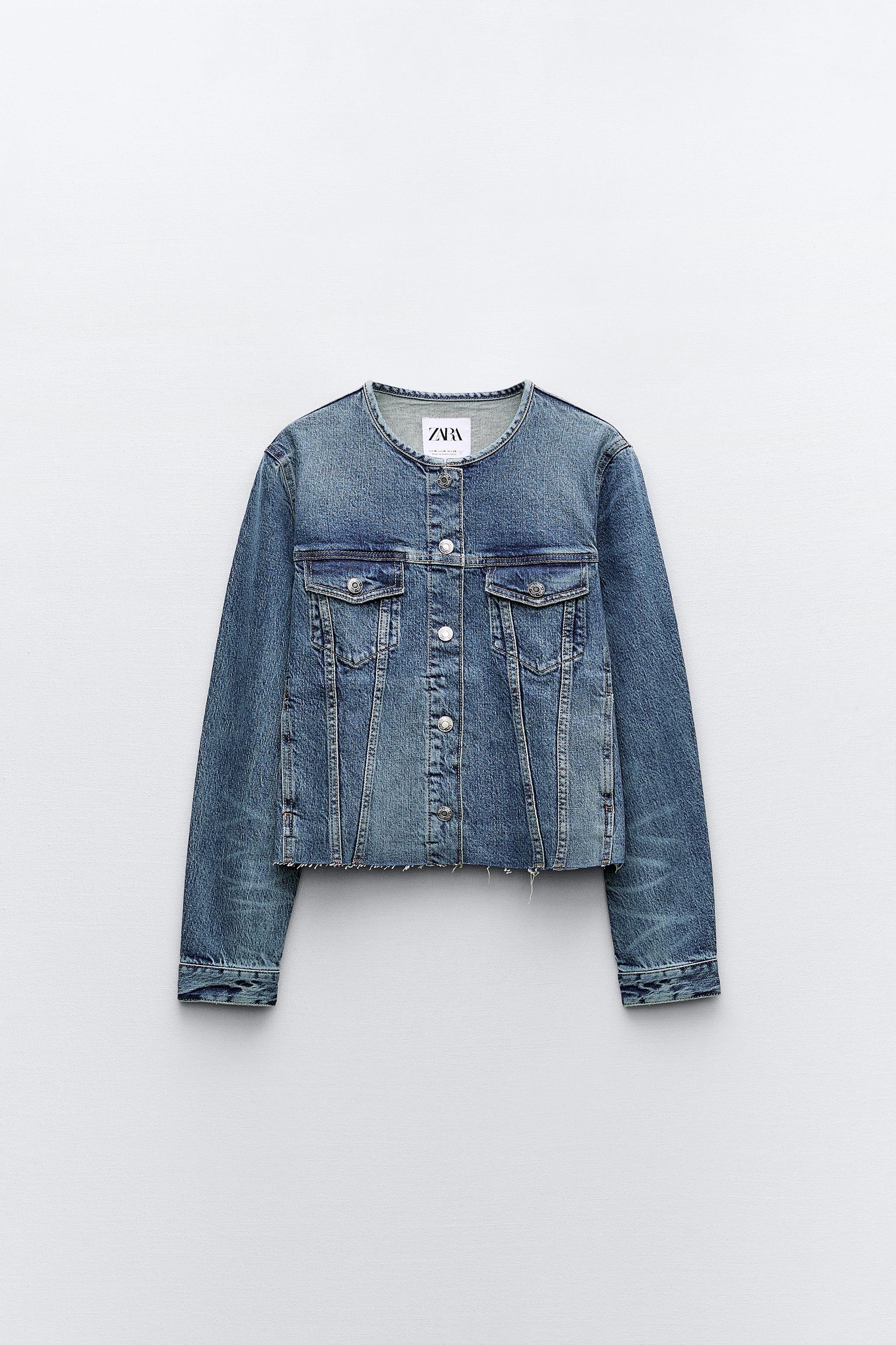 Denim cropped deals jacket zara