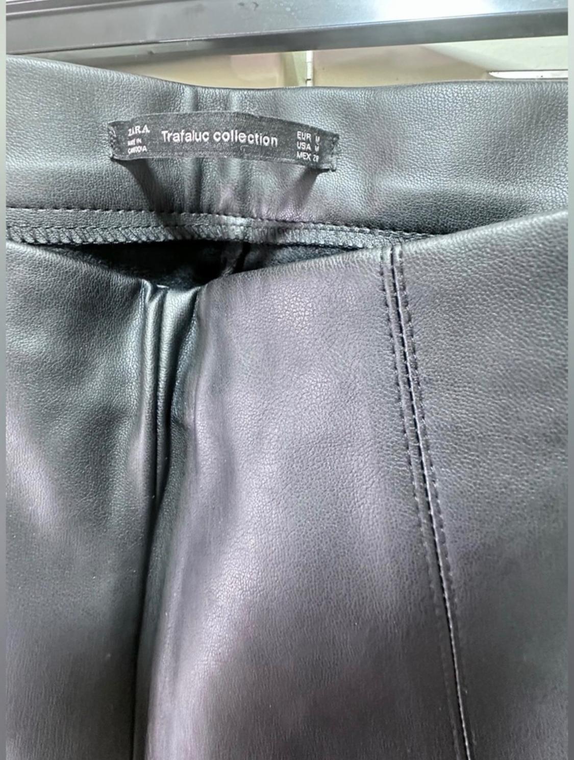 FLAUX BACK LEATHER LEGGINGS. ZIPPER HIDDEN. - Image 2