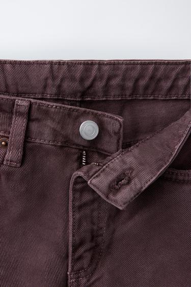 FOLDED WIDE-LEG JEANS - Burgundy by Zara - Image 2