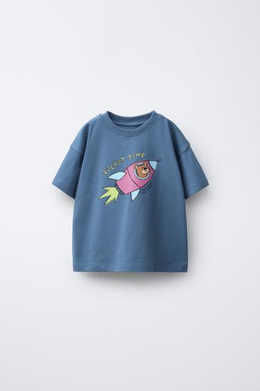 Zara ANIMAL PRINT T-SHIRT - Blue