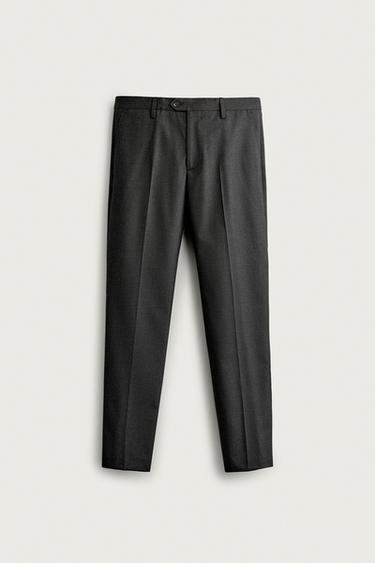 Zara TEXTURED SLIM FIT SUIT PANTS - Anthracite Gray
