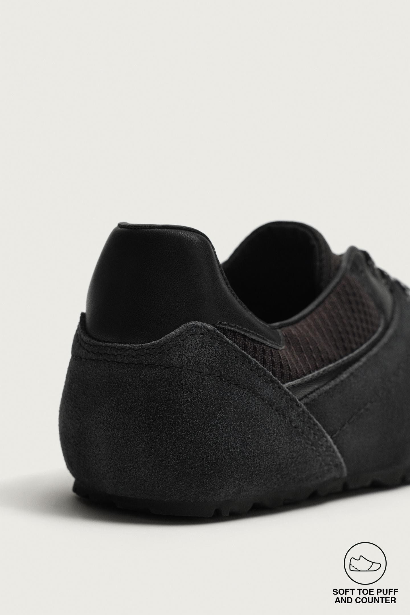 Мужские кроссовки Zara Barefoot Leather Detail, цвет: Чёрный — фото 6