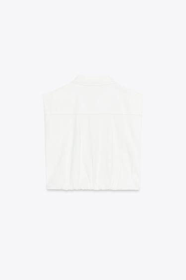 GILET BAS ÉLASTIQUE SURPIQÛRES - Écru de Zara - Image 6