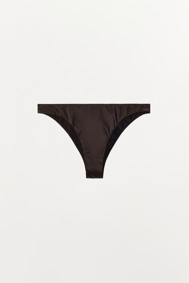 SATIN BRIEFS - Dark brown by Zara