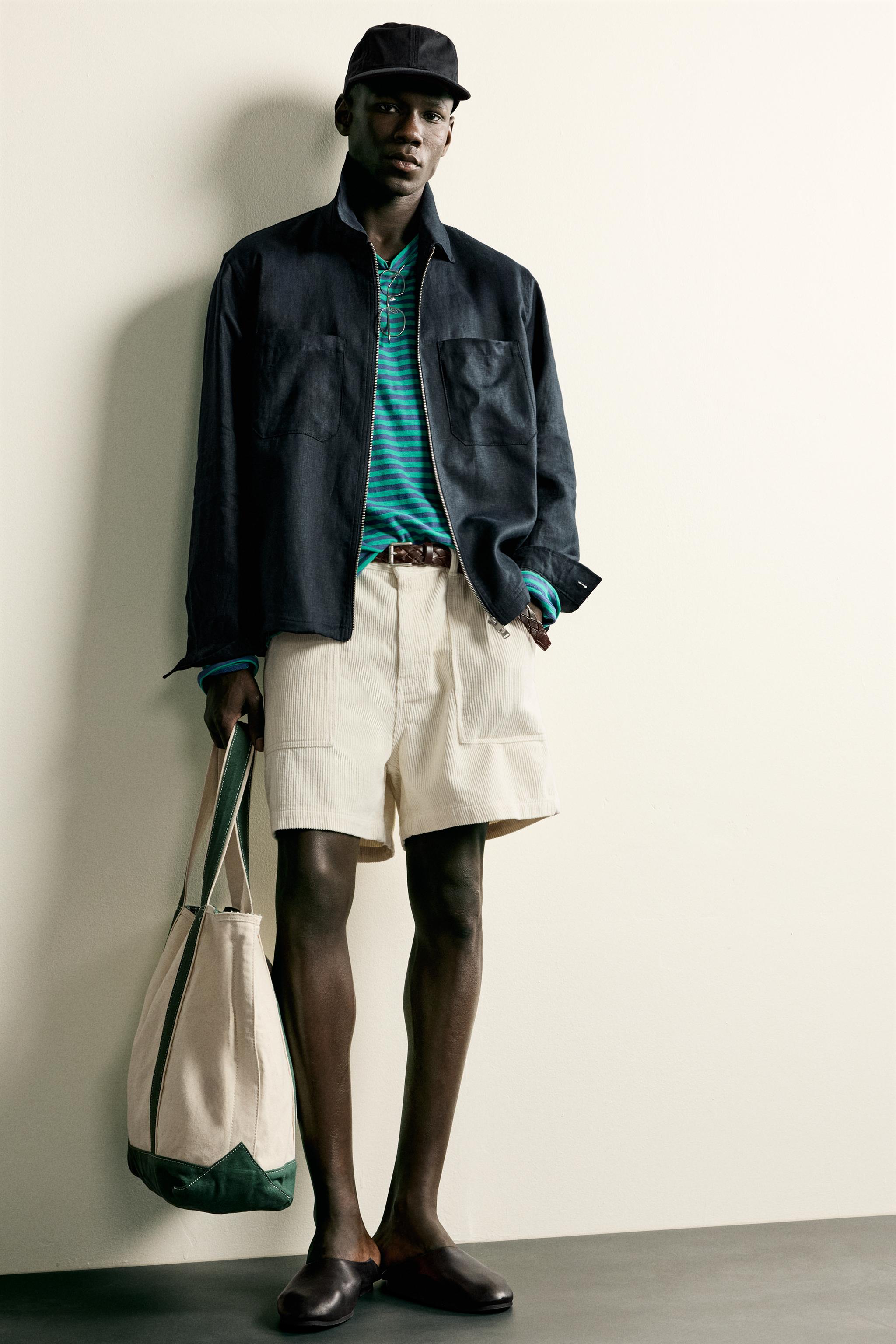 100% LINEN ZIP OVERSHIRT - Navy blue | ZARA United States