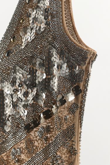LIMITED EDITION MINI DRESS WITH BEADS AND SEQUINS - Silver by Zara - Image 8