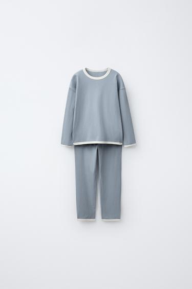 2-6 AÑOS/ PIJAMA CANALÉ LISO - Azul / Gris de Zara