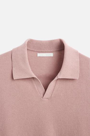 POLO EN MAILLE À TEXTURE - Rose de Zara - Image 8