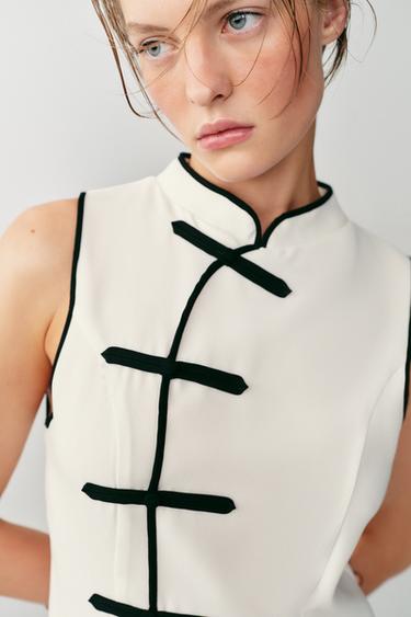 SHORT DRESS WITH FROG FASTENING - Ecru by Zara - Image 3