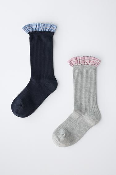 LOT DE DEUX PAIRES DE CHAUSSETTES AVEC VOLANT COMBINÉ - Bleu de Zara - Image 3