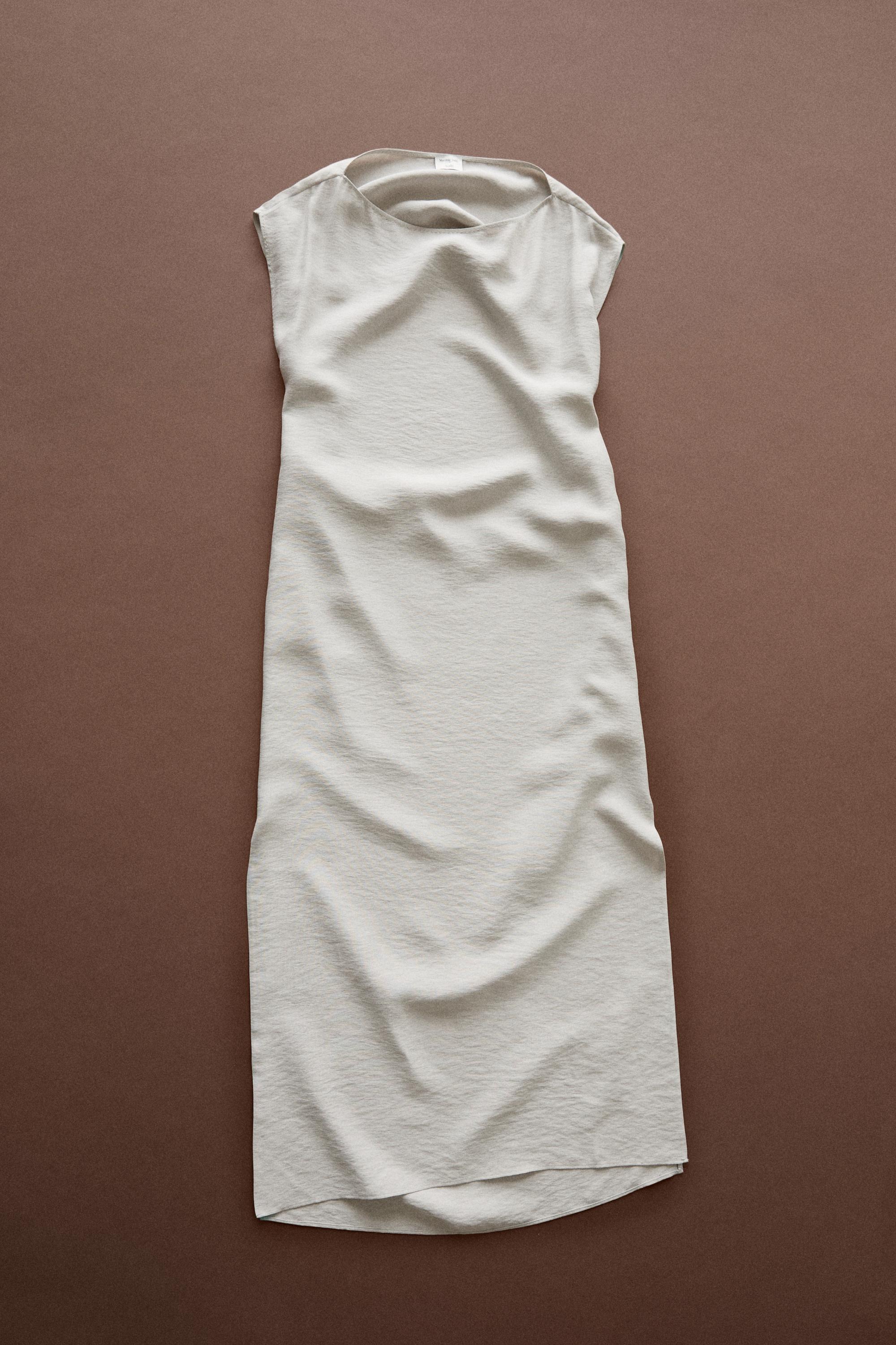 Asymmetrical drape detail dress - STUDIO — Stone