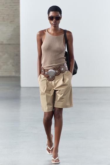 КОЖАНЫЙ РЕМЕНЬ ИЗ КОЛЕЦ С ЗАКЛЕПКАМИ — КОРИЧНЕВЫЙ от Zara — изображение 0