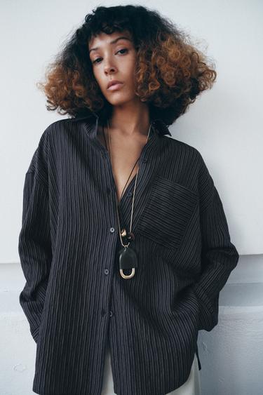 CAMISA RAYAS FLUIDA ZW COLLECTION - Marino de Zara