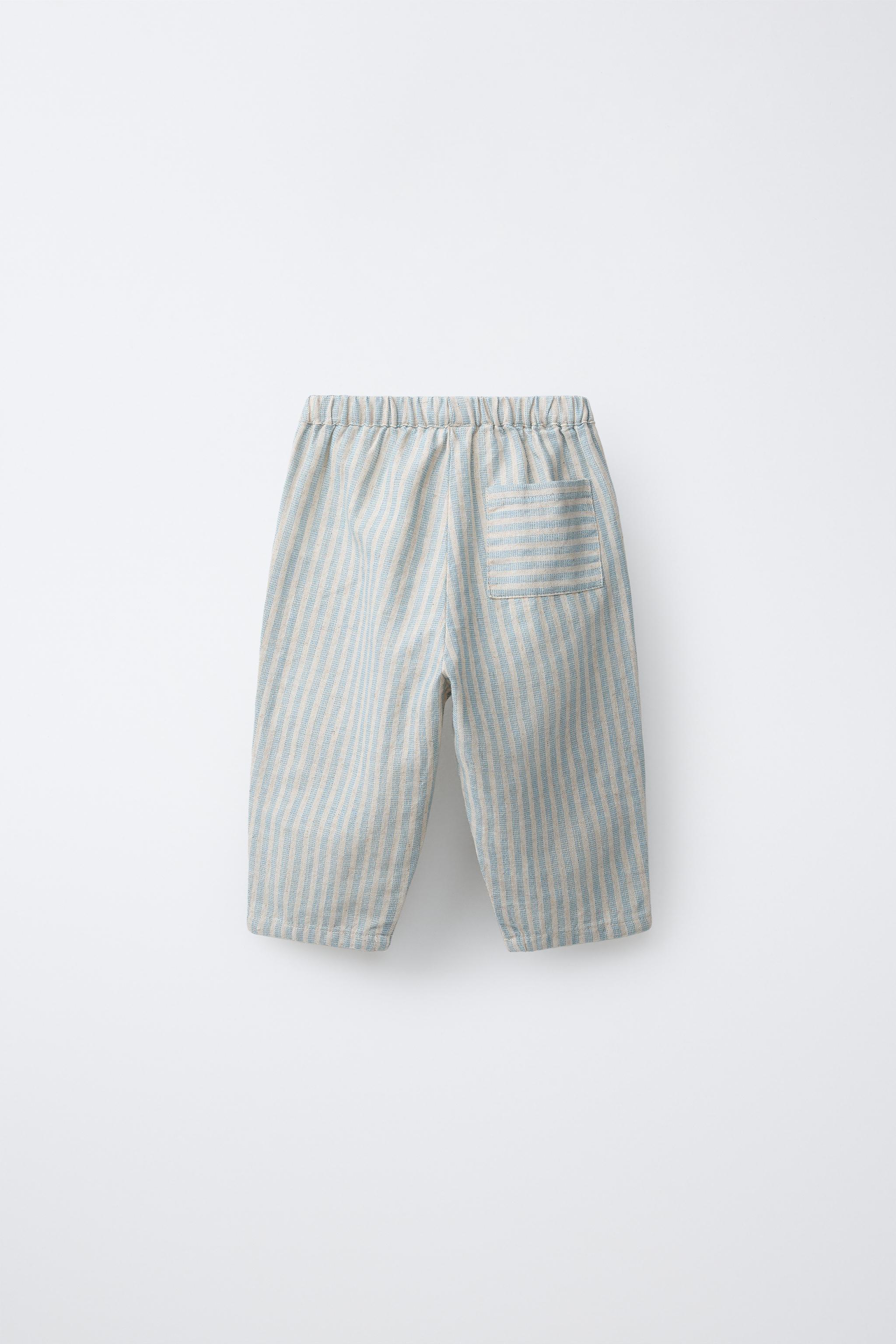 STRIPED COTTON AND LINEN PANTS