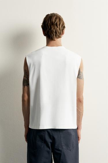 T-SHIRT DÉBARDEUR À COL ASSORTI - Blanc de Zara - Image 2