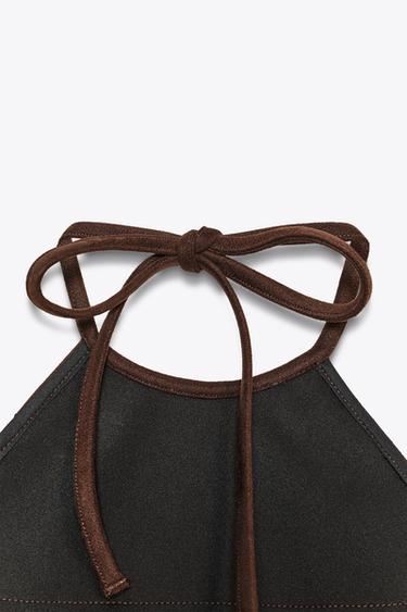 TOP À FRANGES EFFET DAIM BRILLANT - Marron de Zara - Image 9