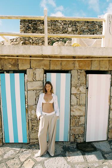 CAMISA OVERSIZE CON LINO - Blanco de Zara