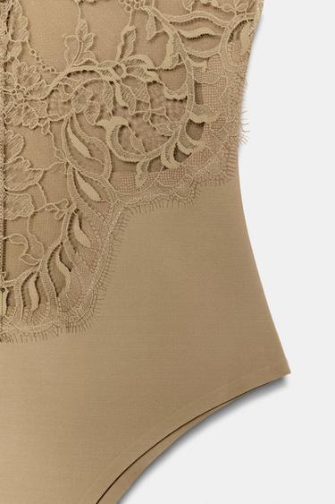 BODY ENCAJE EN POLYAMIDE - Vert olive de Zara - Image 11