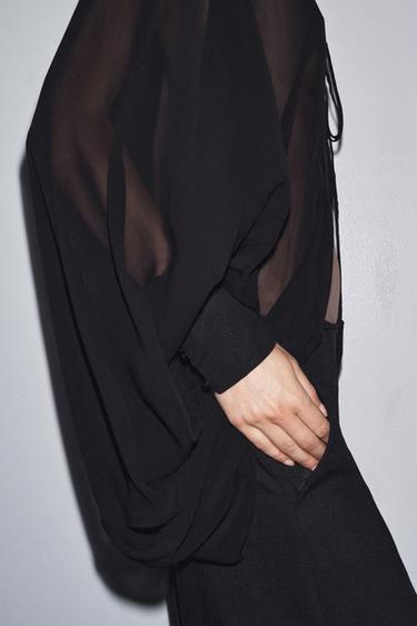 LIMITED EDITION PUFFED GEORGETTE TOP - Black by Zara - Image 4
