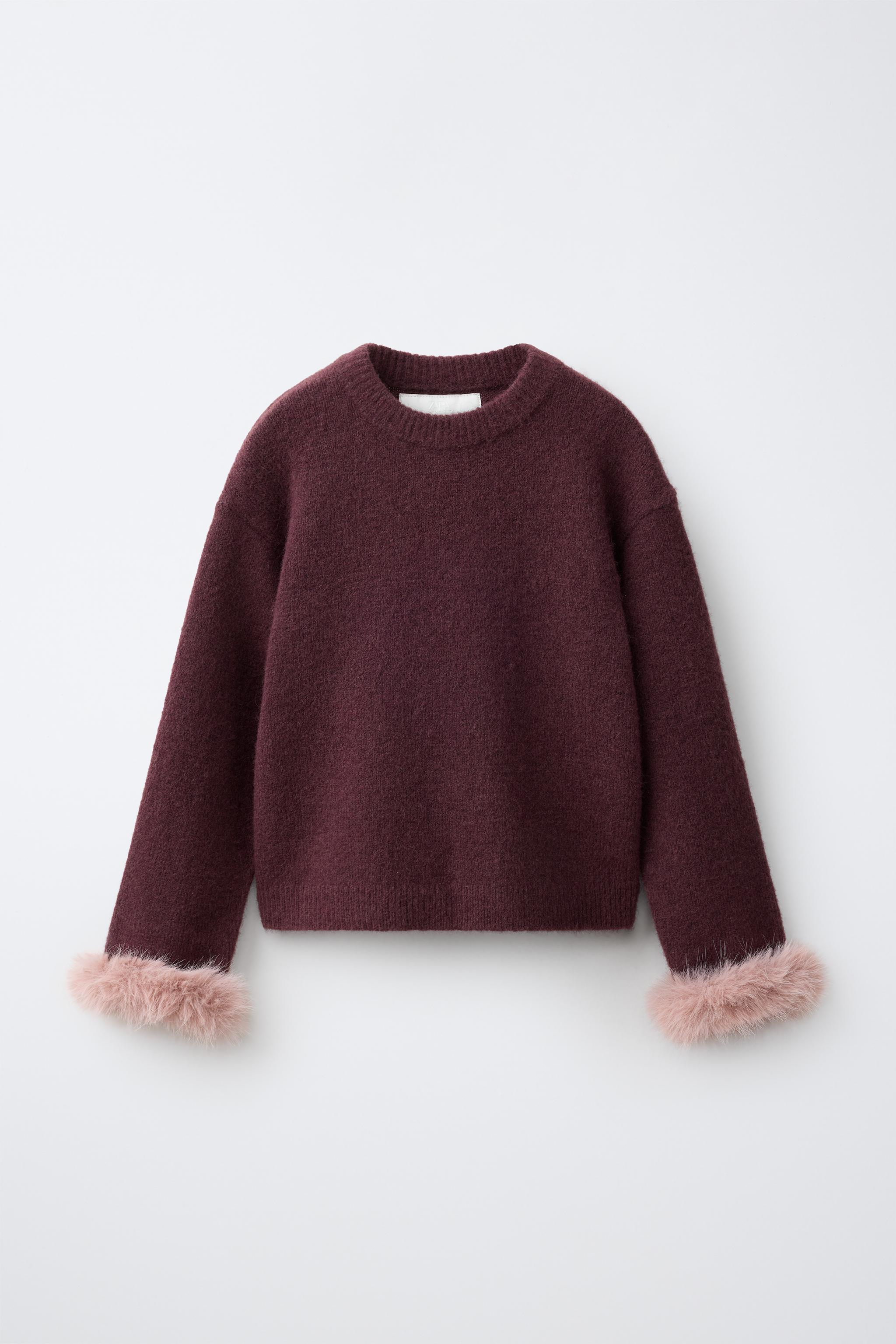 PULL EN MAILLE POIGNETS EFFET FOURRURE
