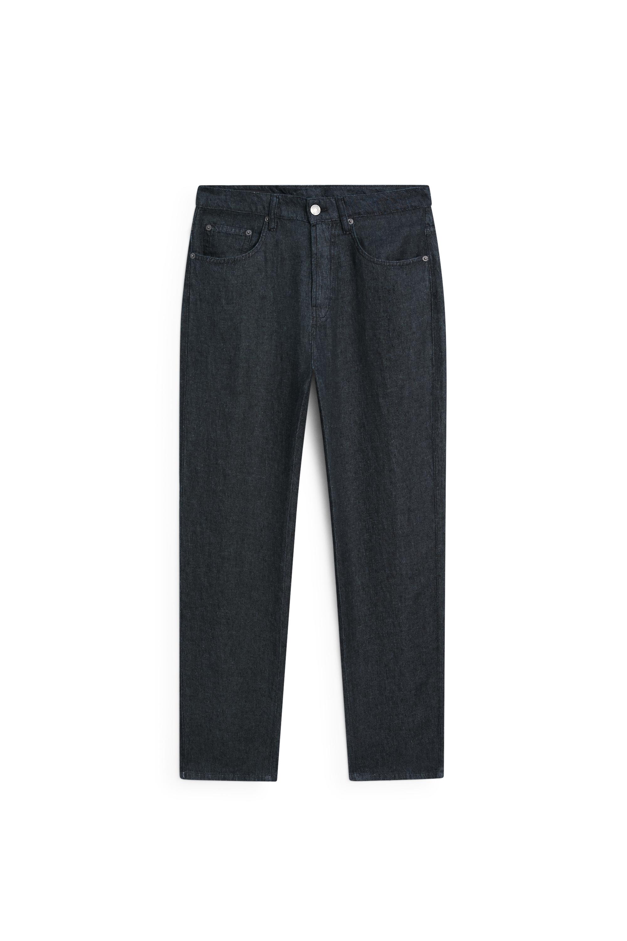 Straight-leg linen denim-effect pants - Navy blue | ZARA United States