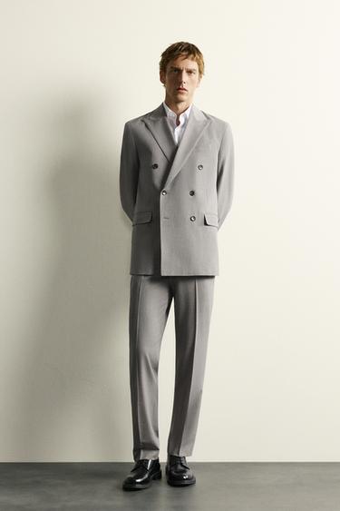 QUẦN ÂU REGULAR FIT HỌA TIẾT KẺ SỌC - Màu ghi xám từ Zara - Hình ảnh 0