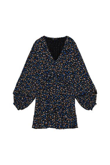 PRINTED DRESS WITH FRILLS