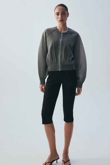 Zara SEMI-SHEER KNIT CARDIGAN - Anthracite grey