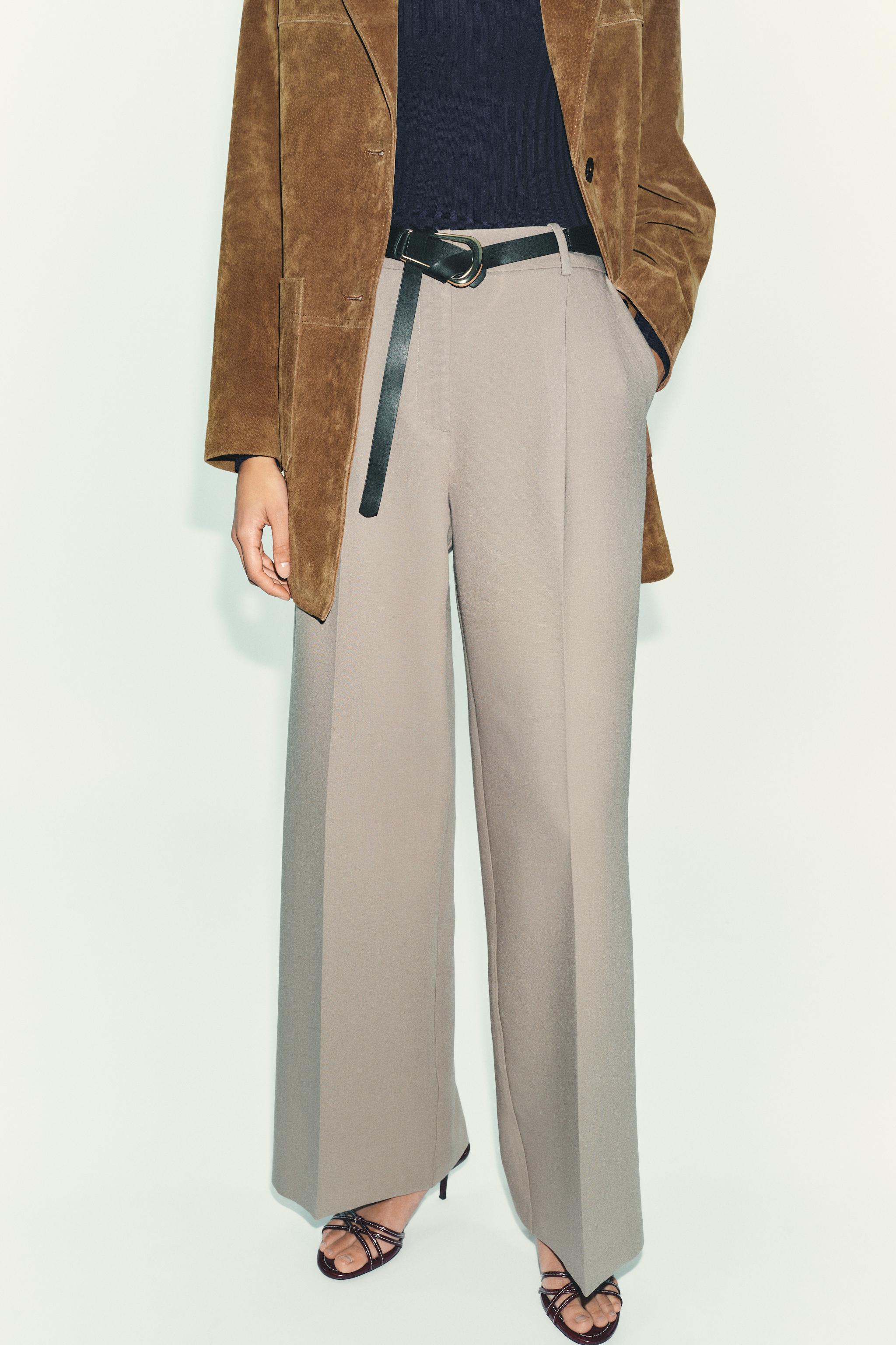 STRAIGHT LEG PLEATED BELTED PANTS | ZARA United States