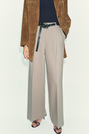 STRAIGHT-LEG DARTED TROUSERS WITH BELT -  by Zara - Image 1