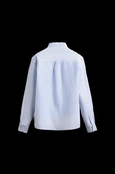 REGULAR FIT LINEN - COTTON SHIRT - Blue/White by Zara