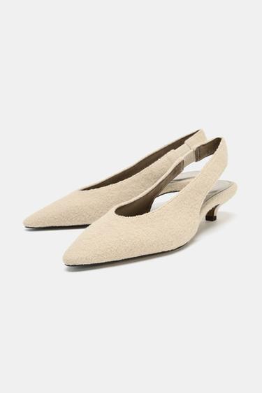 CHAUSSURES À TALONS DÉCOUVERTES EFFET PEAU DE MOUTON - Blanc écru de Zara - Image 2