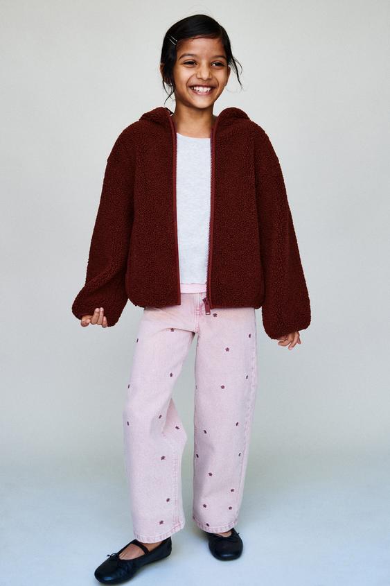 FAUX SHEARLING HOODED JACKET - dark russet by Zara - Image 0