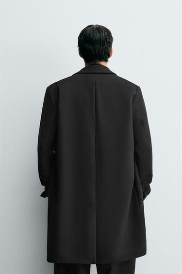MANTEAU REGULAR FIT AVEC LAINE - Noir de Zara - Image 2