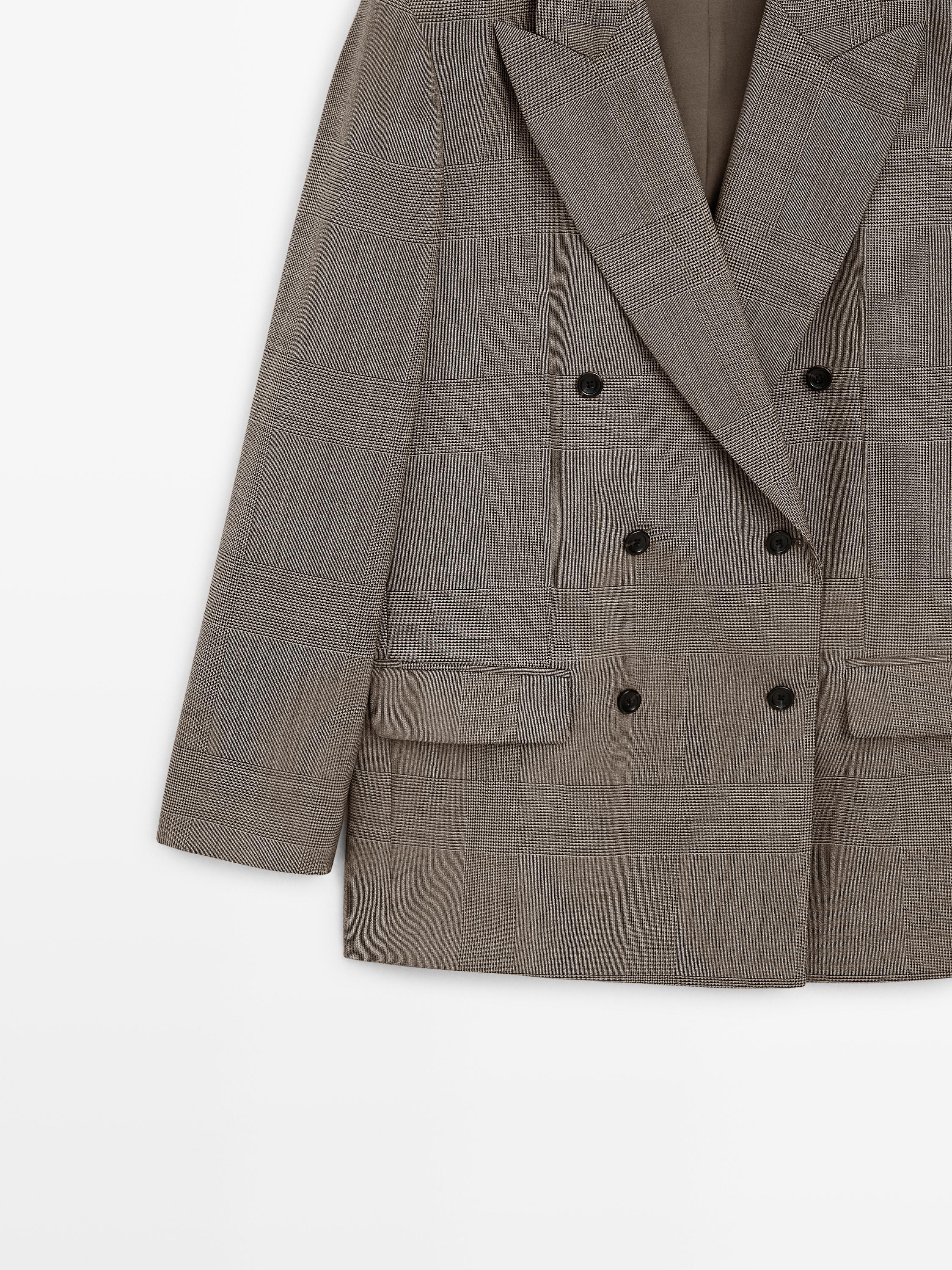 100% wool check suit blazer