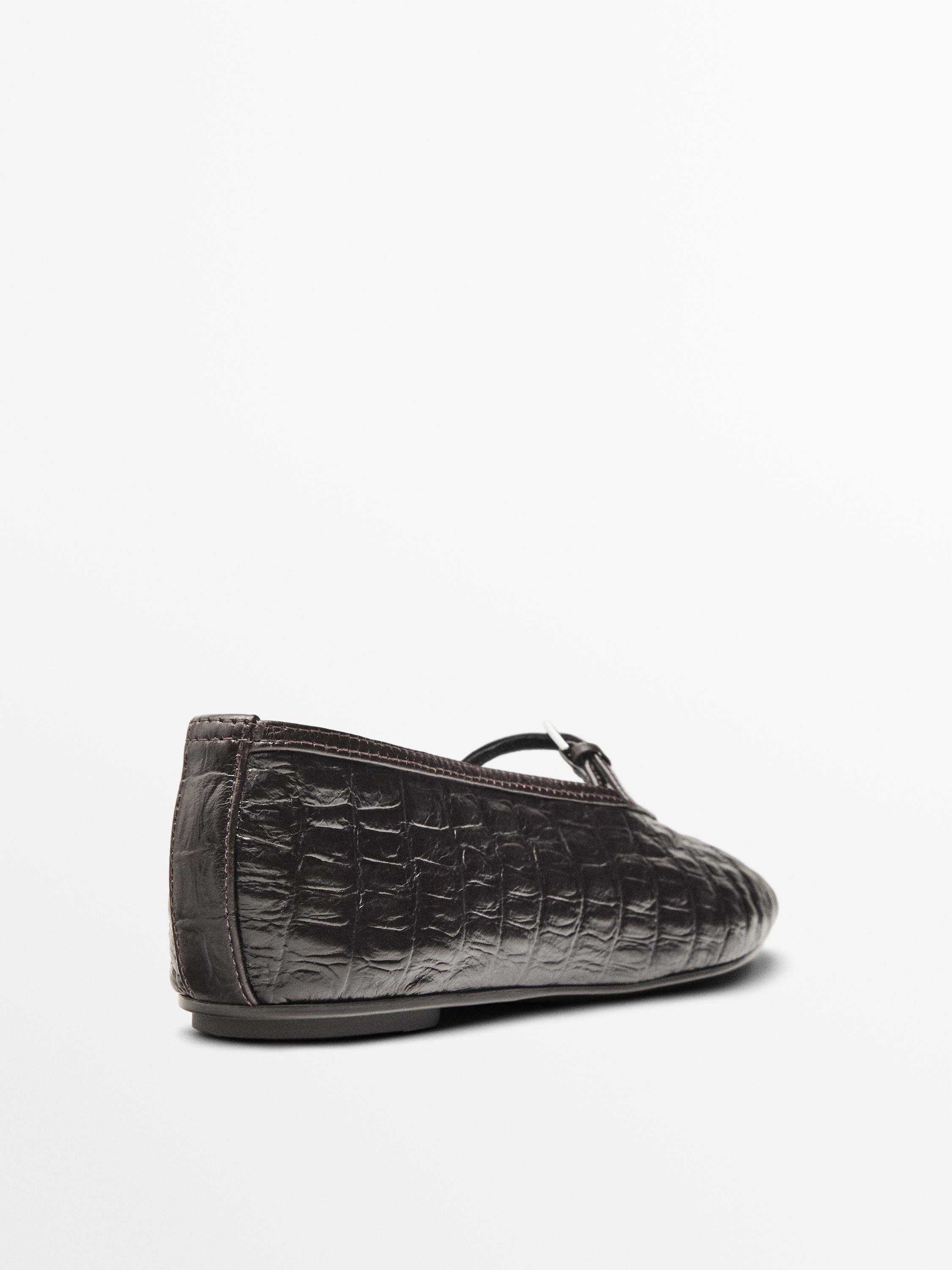 Ballerines en cuir croco souple